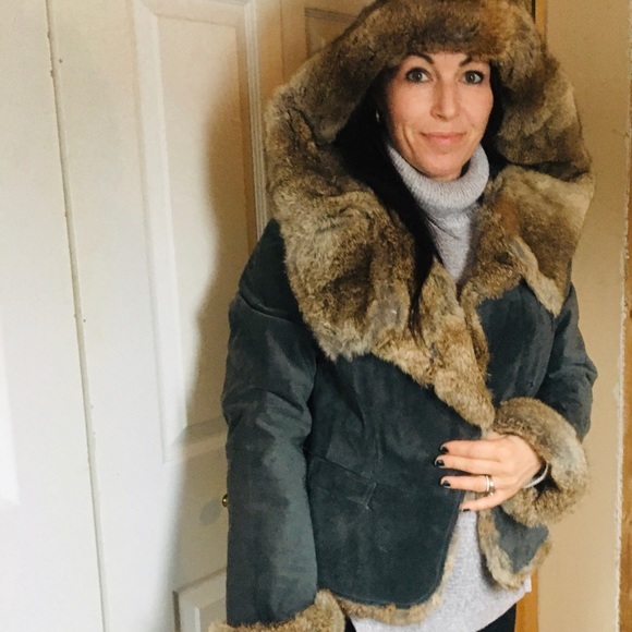 Danier Jackets & Blazers - leather /suede coat / rabbit fur